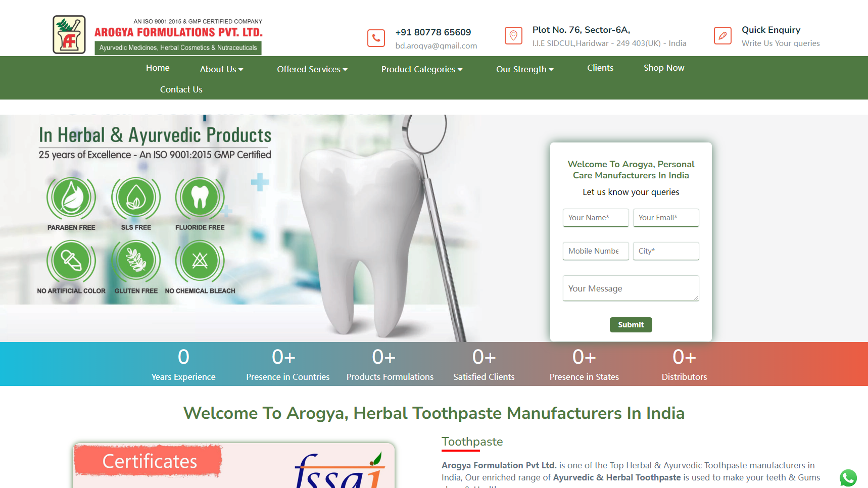 Arogya Formulations - Toothpaste Manufacturer