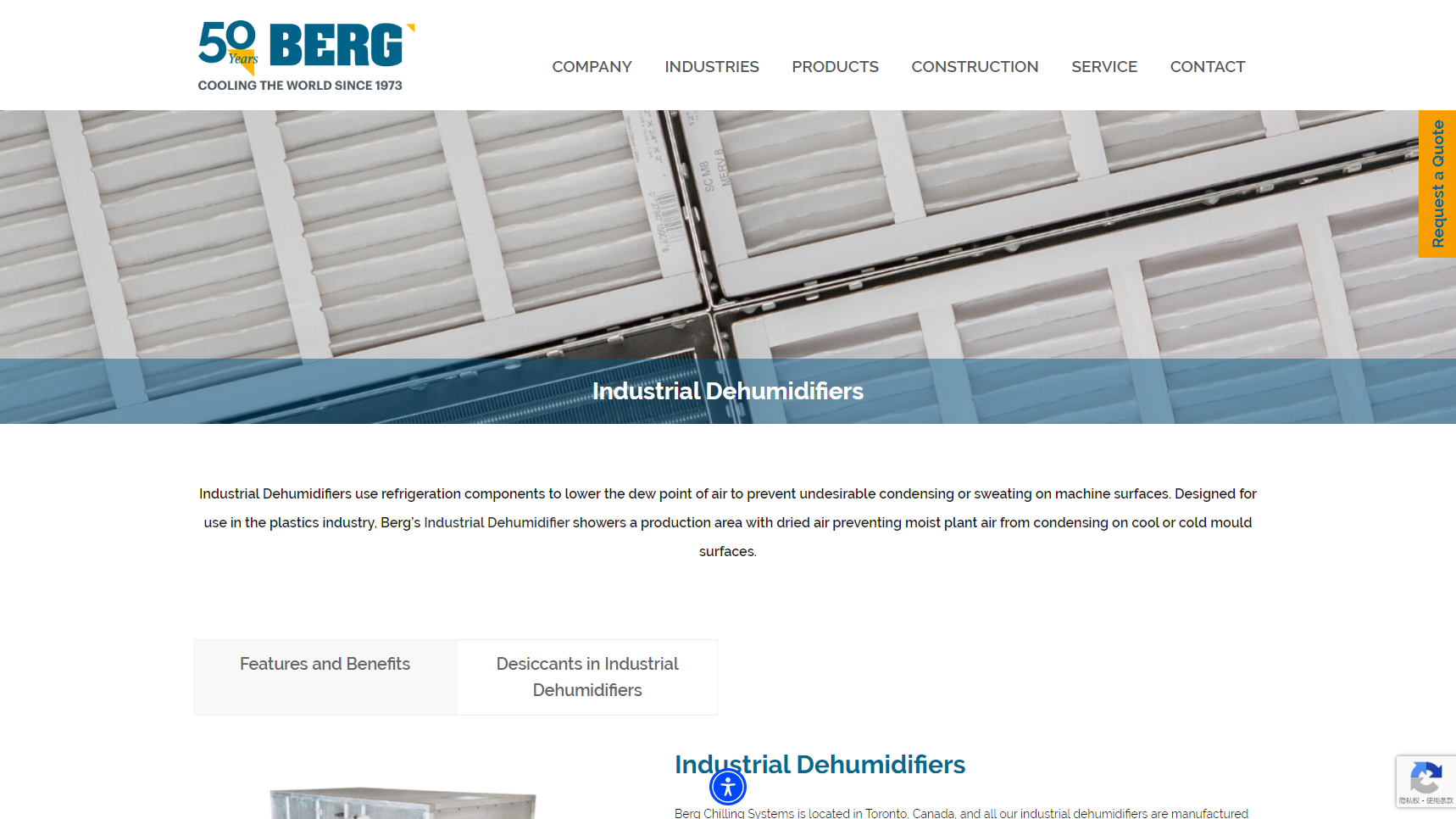 Berg Chilling Systems Inc. - Industrial Dehumidifier Manufacturer