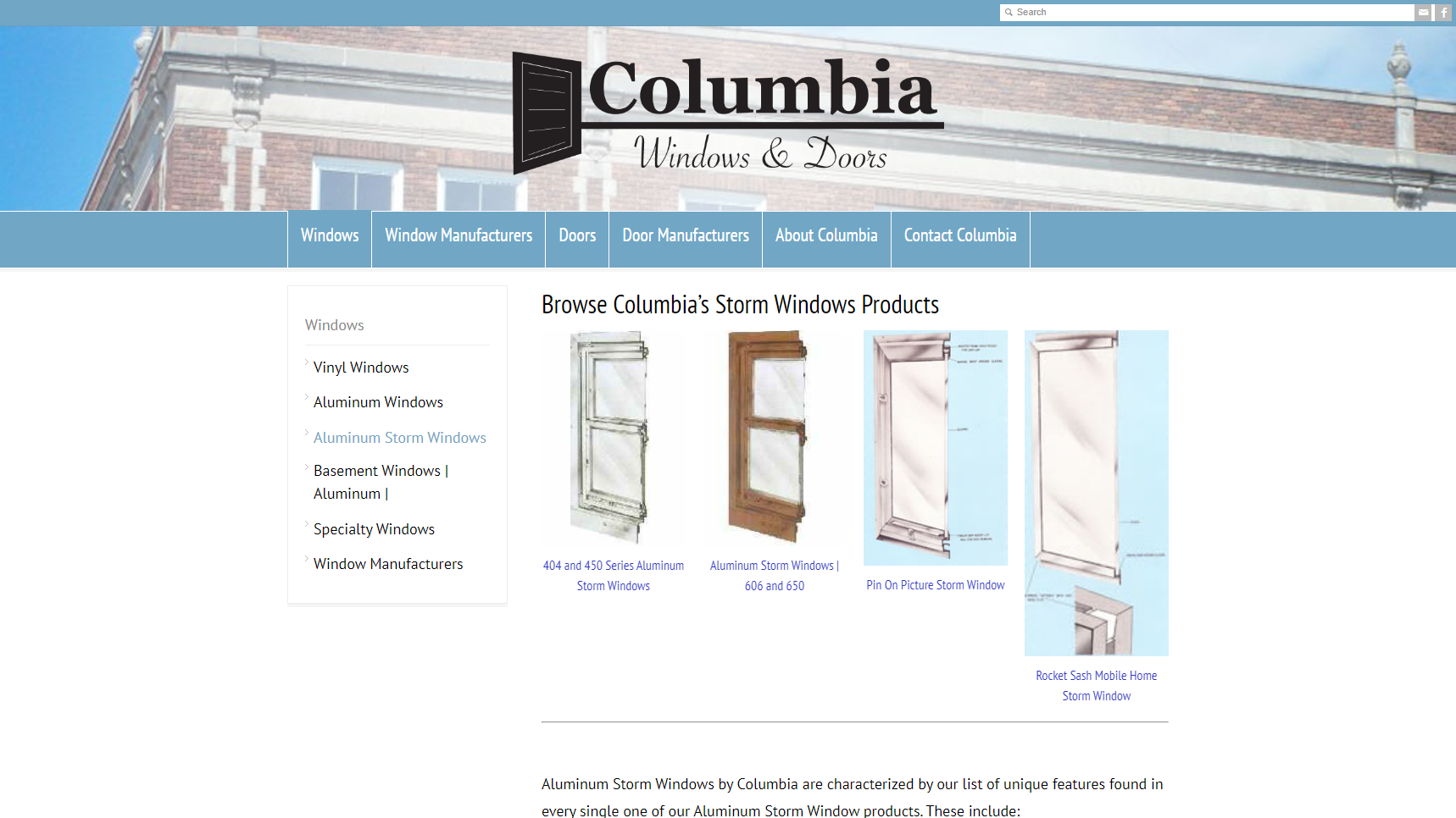 Columbia Windows & Doors - Aluminum Storm Windows Manufacturer