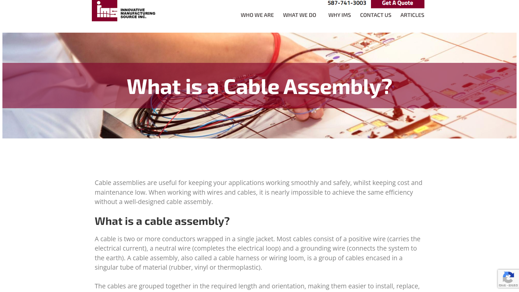 IMS Manufacturing - Cable Assembly Manufacturer