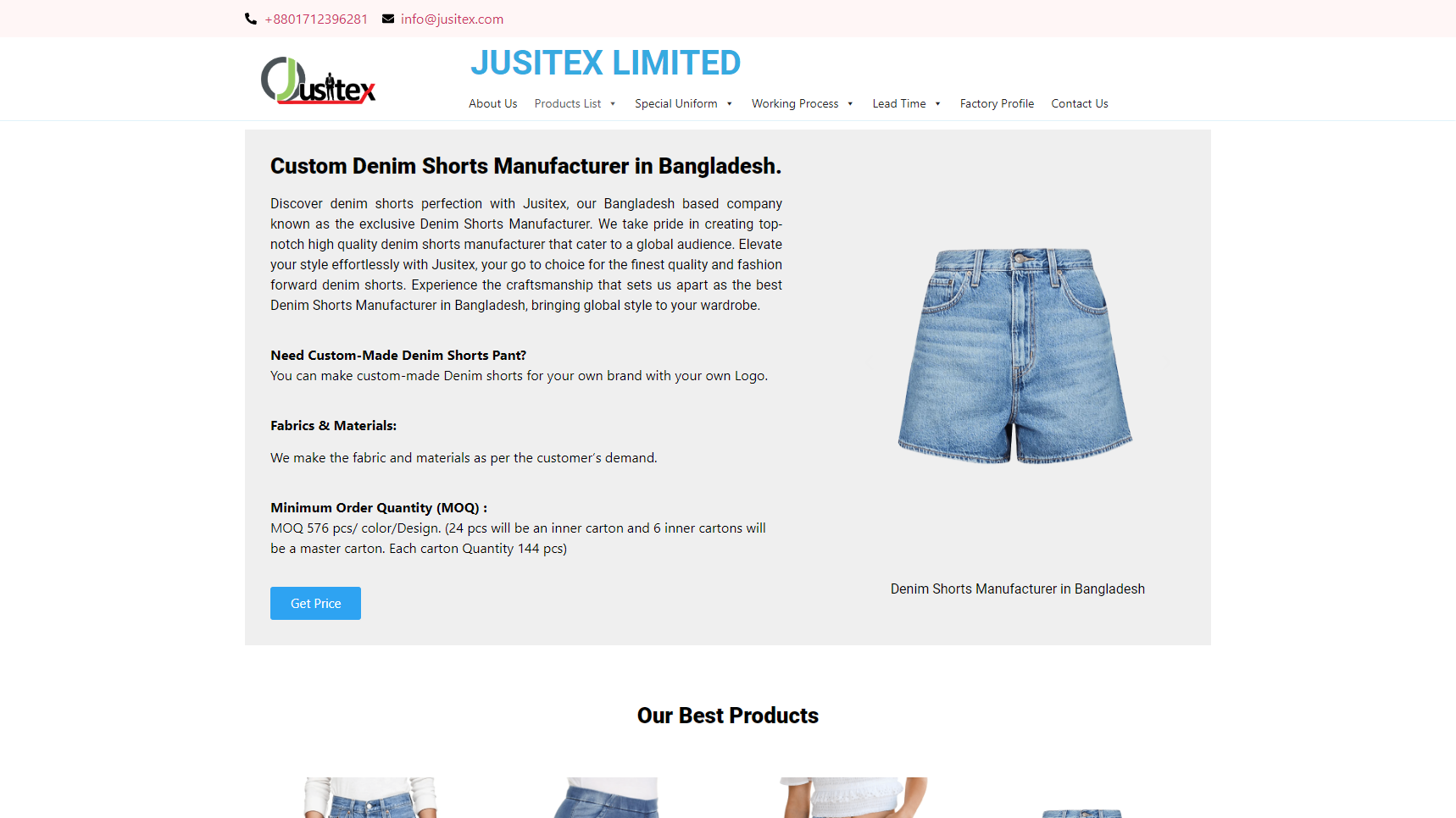 Jusitex - Shorts Manufacturer