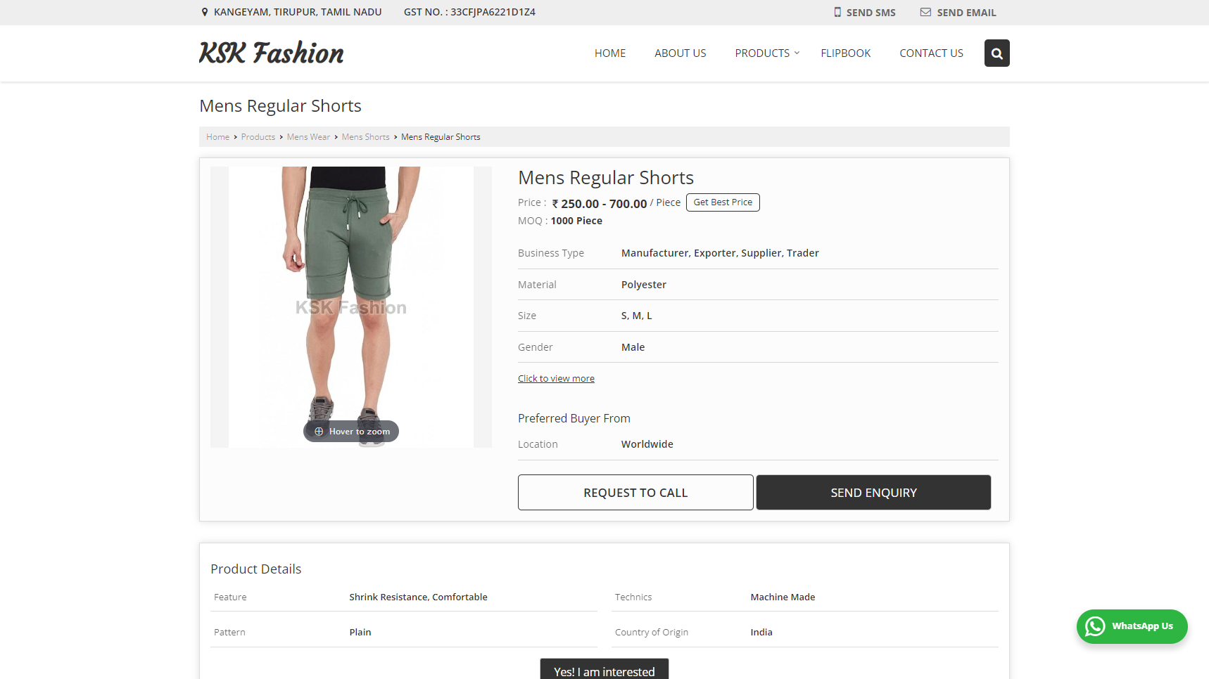 KSK Fashion - Shorts Manufacturer
