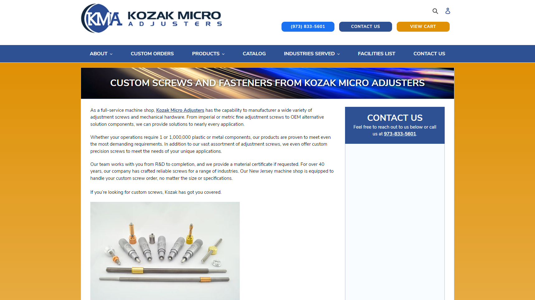 Kozak Micro Adjusters - Custom Screw Manufacturer