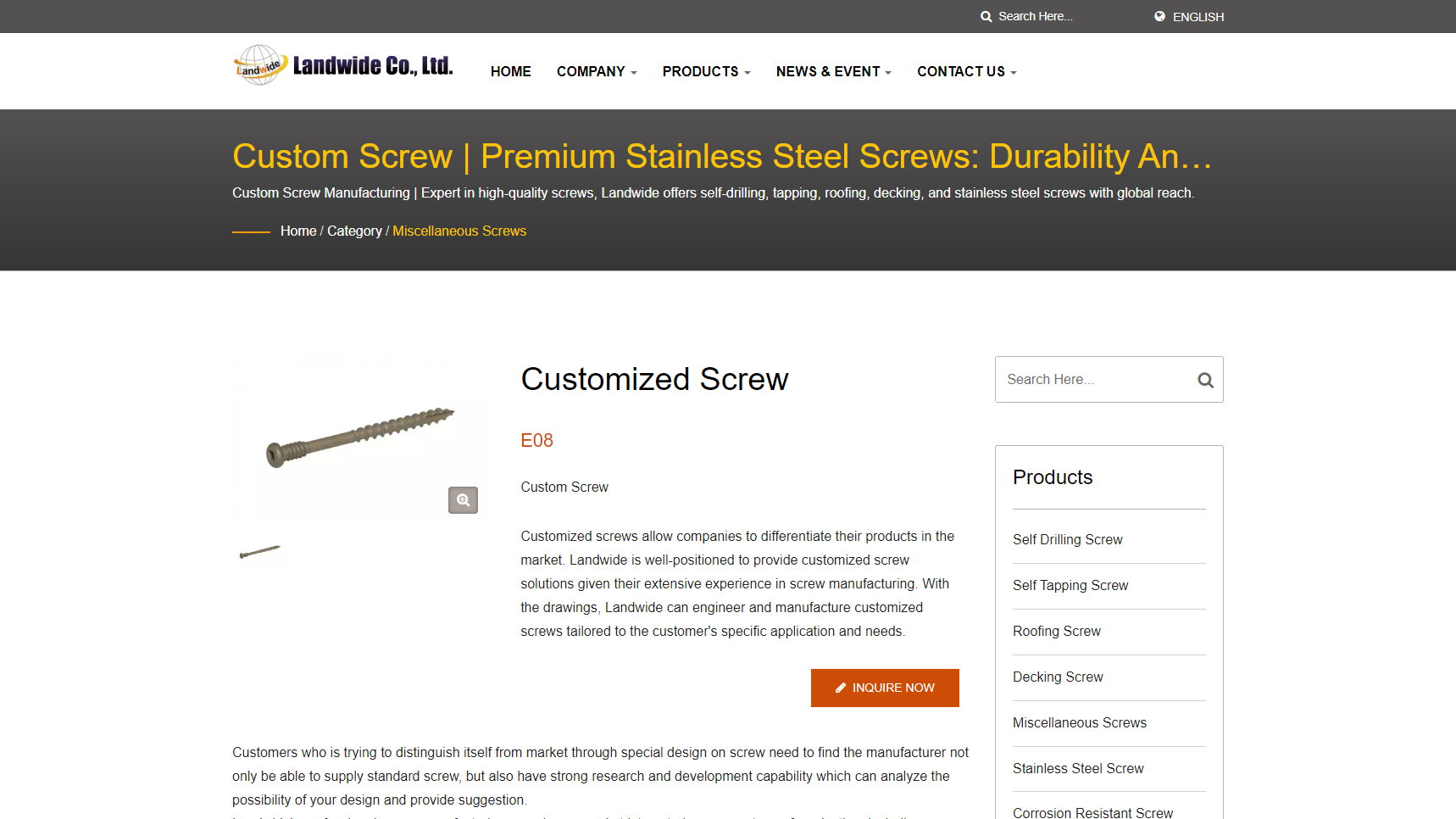 Landwide Screw - Custom Screw Manufacturer