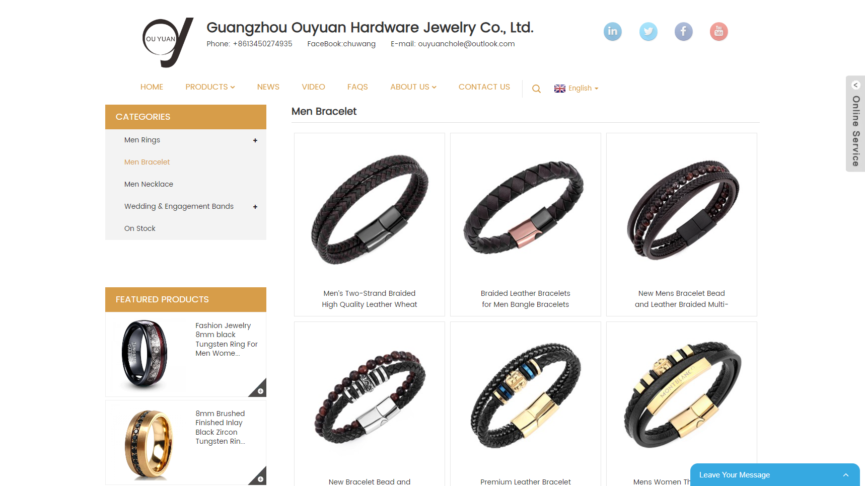 Men Tungsten Ring - Bracelet Manufacturer