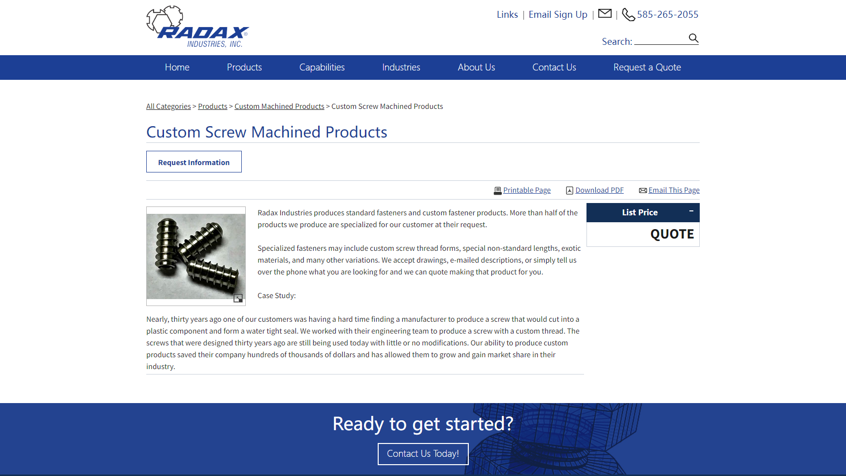 Radax Industries Inc. - Custom Screw Manufacturer