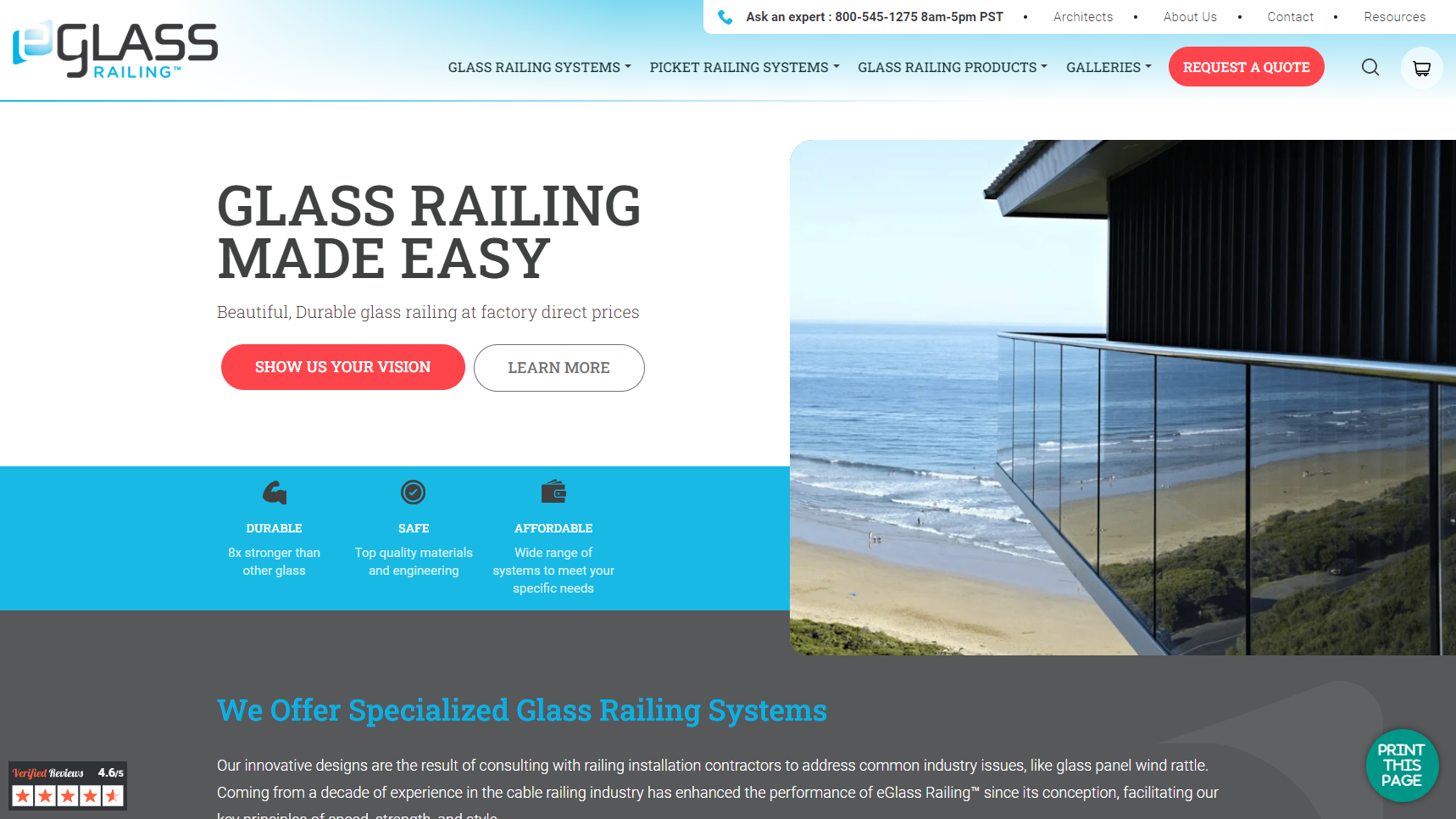 eGlass Railing - Glass Railing Manufacturer