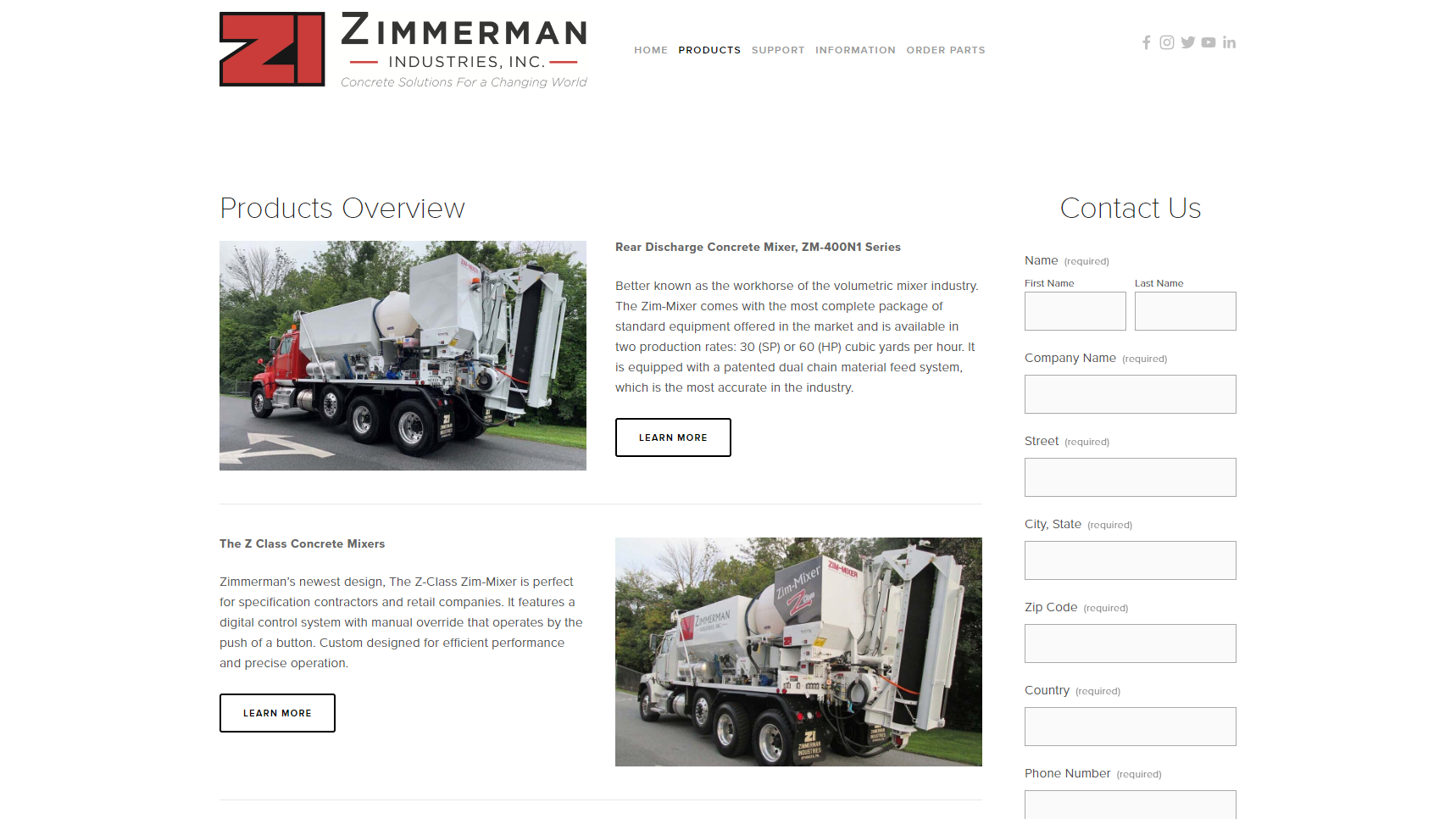 Zimmerman Industries - Concrete Mixer Manufacturer